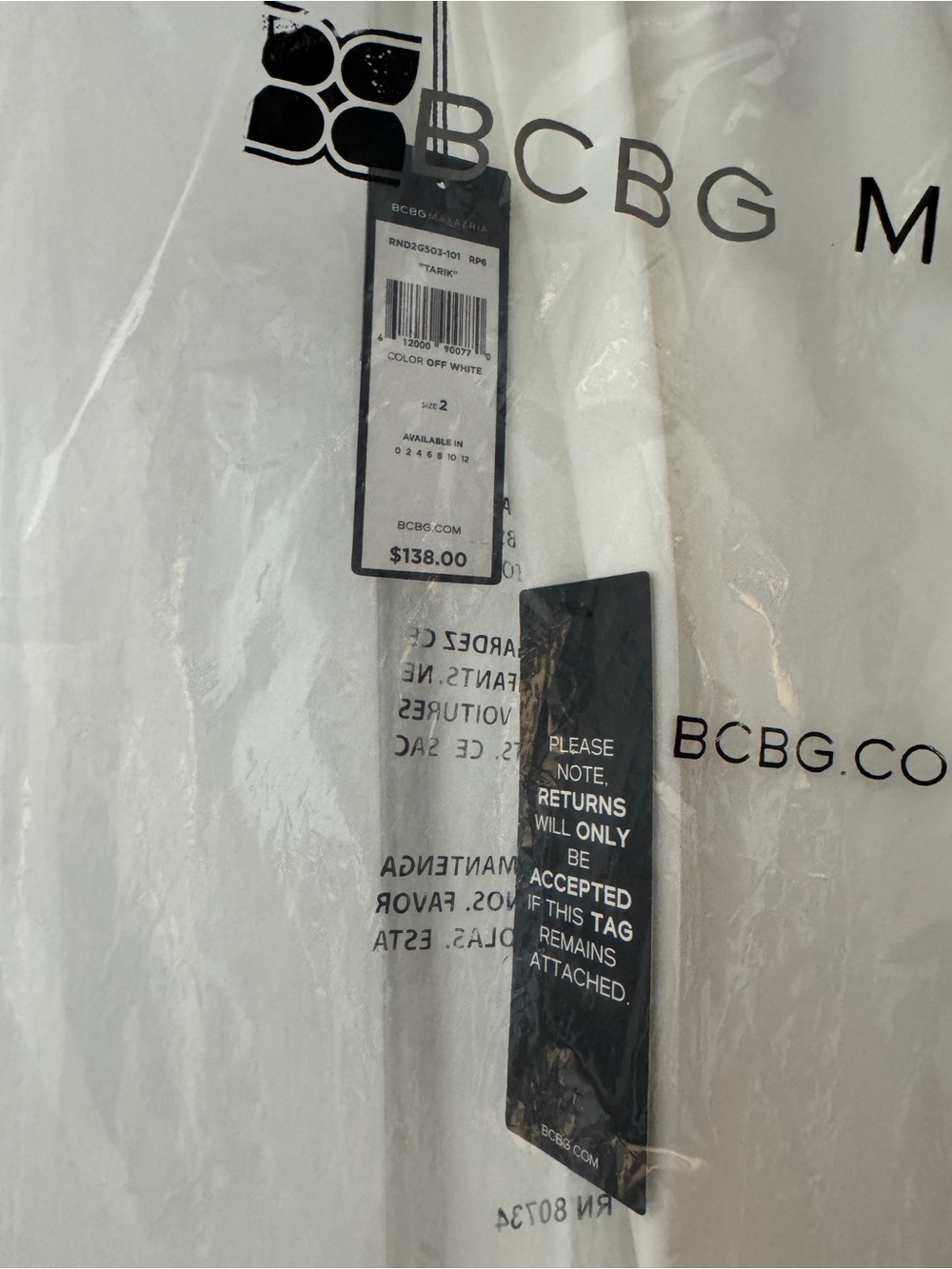 🛍️SALE🛍️ BCBGMaxAzria TARIK Off-White Tailored Straight Pants Trousers - Picture 13 of 14